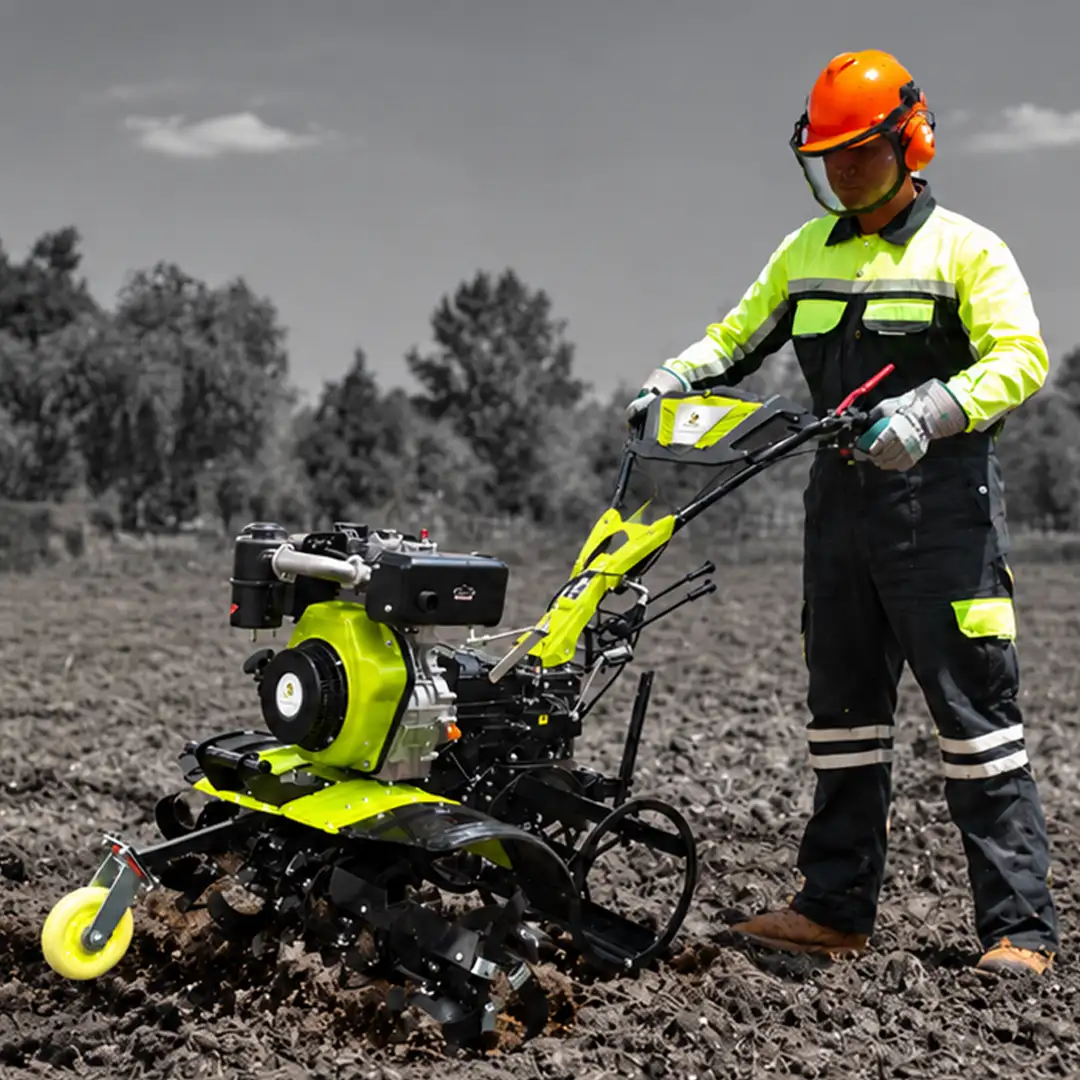 Agricultural tractor working in a field